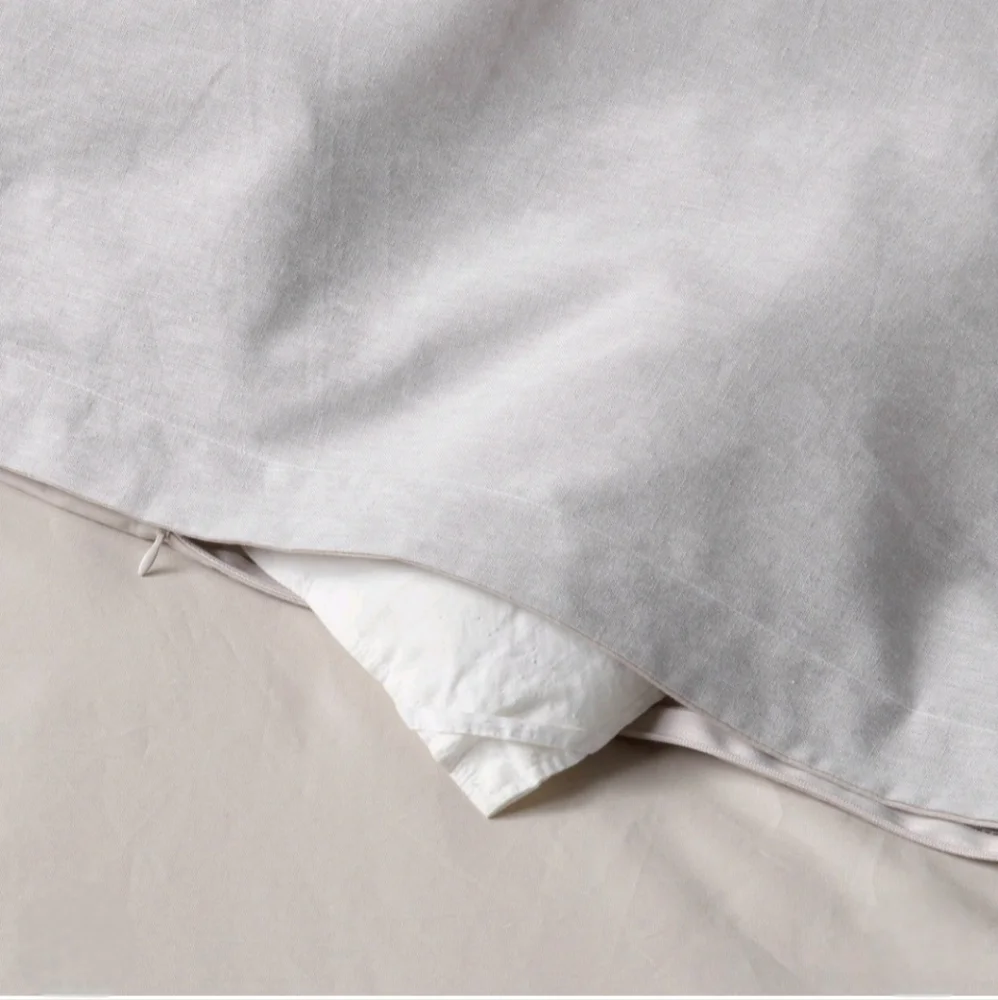 Threshold King Cotton Linen Chambray Duvet Cover & Sham Set Light Gray